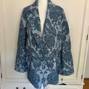 NWT FREE PEOPLE Valerie Tapestry Jacket Size Large in Blue Motif